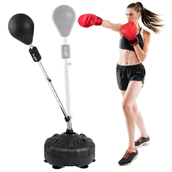 Yes4All Punching Bag with Stand, Adjustable Height, Boxing Equipment with PU Leather Speed Reflex Ball, Home Gym Workout MMA Training & Fitness