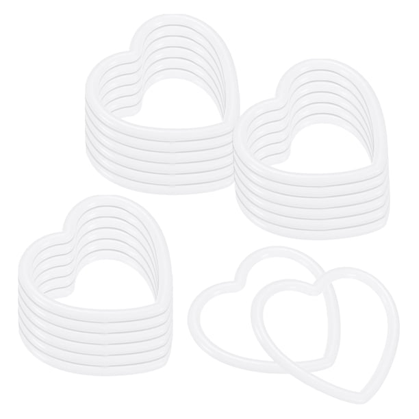 Uxcell Paquete de 20 Anillos de Atrapasueños, 2.4 Pulgadas, Forma de Corazón de Plástico, Aro de Macramé para Decoraciones de Manualidades DIY en Blanco