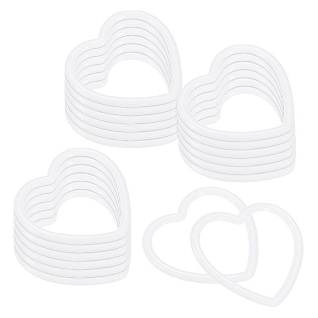 Uxcell Paquete de 20 Anillos de Atrapasueños, 2.4 Pulgadas, Forma de Corazón de Plástico, Aro de Macramé para Decoraciones de Manualidades DIY en Blanco