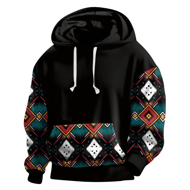 Sudadera con capucha para hombre, estilo empalme, estampado de movimiento, manga larga, blusa de poliéster para hombre