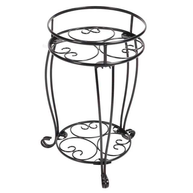 TKSE Metal Plant Stand, Double Layer Metal Potted Plant Stand Wrought Iron Planter Holder Decorative Flower Pot Rack for Indoor Outdoor European Style