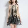thumbnail image 4 of Party Fashion Neck Sequin Fringe Dress Nightclub Sleeveless Slimming Mid Length Dress Jackets for Women Black,Free Size, 4 of 6