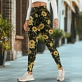 thumbnail image 4 of Renewold Sunflower Musical Notes Black Womens Leggings with Pockets High Waisted Hip Lift Tummy Control Yoga Pants Buttery Soft 4 Way Stretch Workout Yoga Pants Cute Activewear, XL, 4 of 8