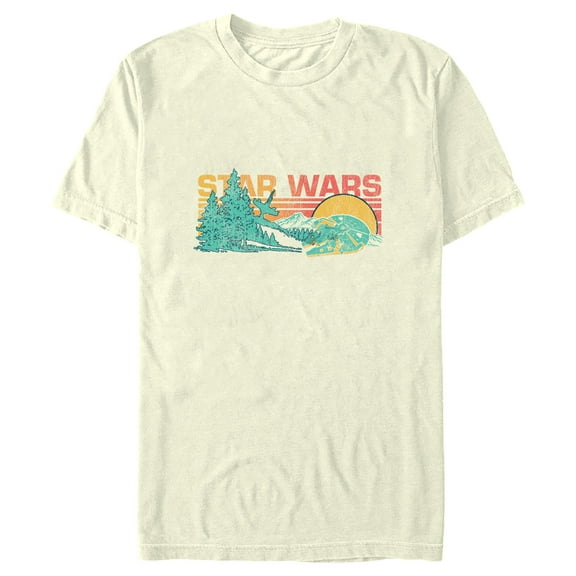 Men's Star Wars Retro Millenium Falcon Landscape  Graphic Tee Beige Medium