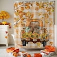 thumbnail image 3 of Shower Curtain 48"W x 72"L Fall Squirrel Sunflower Pumpkin Leaves Truck Brown Plaid Fabric Shower Curtains Set with Hooks Water Repellent Bathroom Curtains Machine Washable Bathroom Accessories, 3 of 6