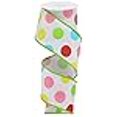 thumbnail image 3 of Craig Bachman 2.5" Multi Polka Dots on Royal Ribbon: White/Green (10 Yards) Craft Floral Arrangement Gift Wrapping Wired Edge Ribbon, 3 of 3