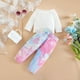 thumbnail image 2 of Gibobby Conjunto para bebé Niñas Niños pequeños bebés Niñass Primavera Verano Floral algodón manga larga Tops fuera del hombro pantalones largos trajes ropa(Blanco, 2-3 Años), 2 of 5