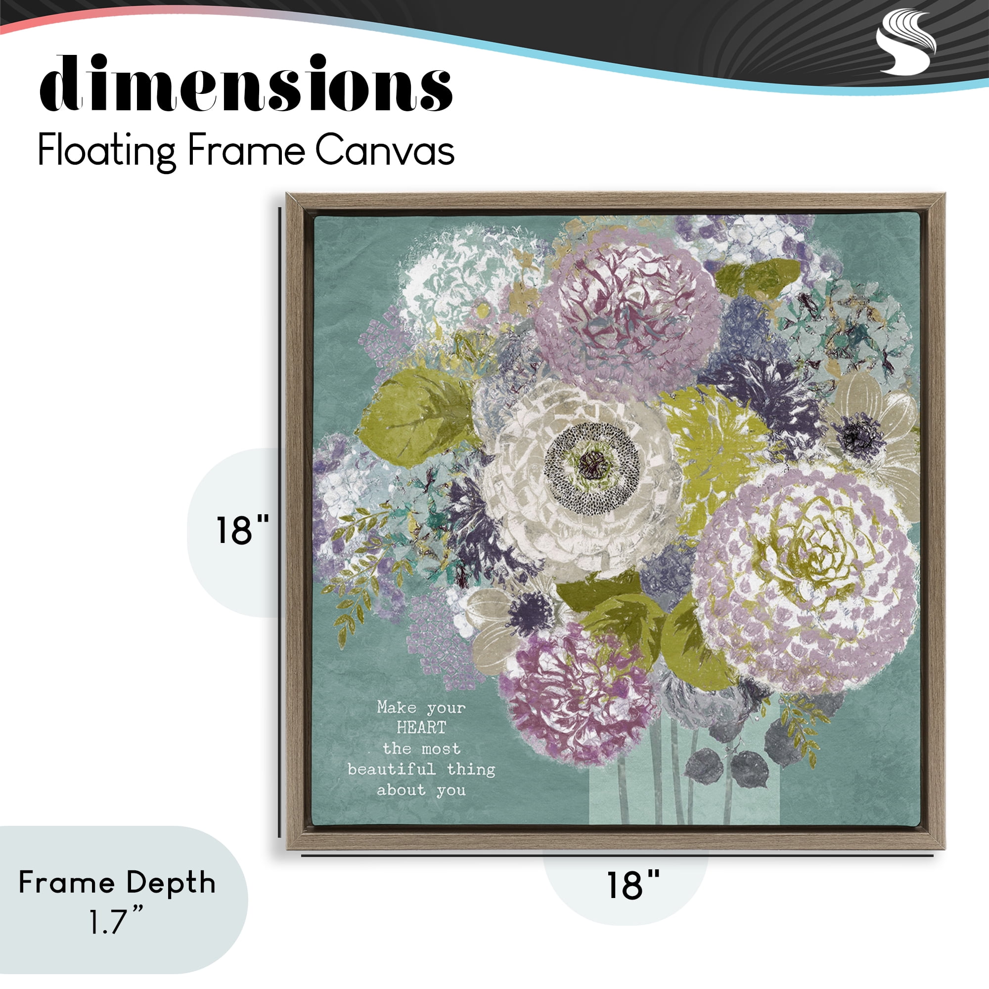Stupell Industries Most Beautiful Thing Florals Brown Framed Floater Canvas Wall Art, design by Suzanne Nicoll