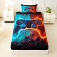 thumbnail image 3 of Erosebridal Teens Video Gaming Twin Sheet Sets For Boys,Blue Red Gradient Gamepad Bedding 3pcs, 3 of 6