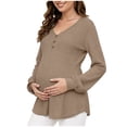 thumbnail image 1 of dmqupv Maternity Sweatshirt Women's Maternity Shirts Ruched Drawstring Long Sleeve Knit Pregnancy Tops Khaki,Size for XL, 1 of 6
