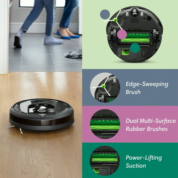 iRobot Roomba® i7+ (7550) Wi-Fi® Connected Self-Emptying Robot Vacuum, Smart Works with Google for Pet Hair, Hard Floors - Walmart.com