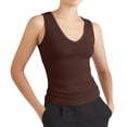thumbnail image 1 of Lixiuxyad Débardeurs pour Femmes Mode Décontractée Col en V Côtelé Sans Manches, 1 of 5