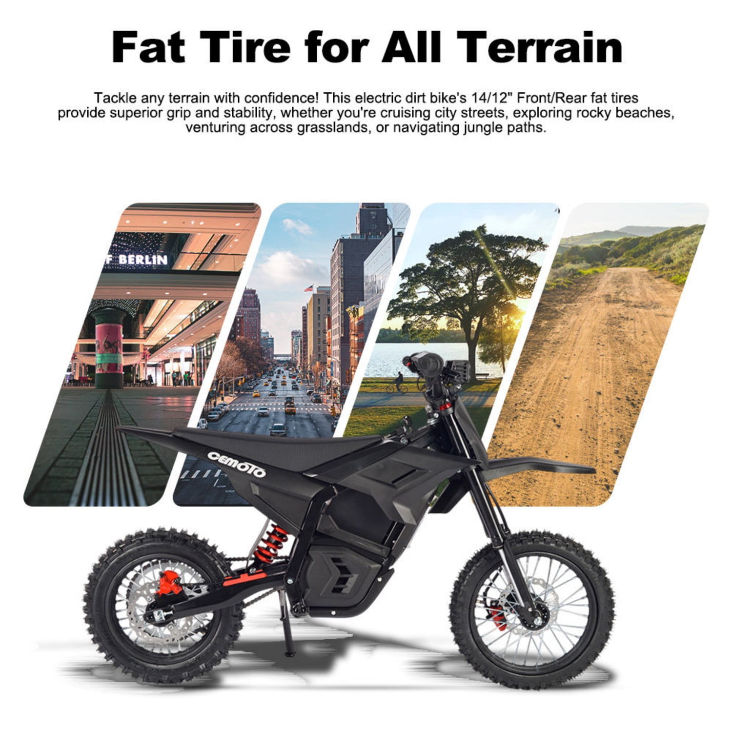 CEMOTO D02 Off-Road E-TrailX Electric Dirt Bike for Teens & Adults,3000W Peak Mid-Drive Motor 34+ MPH Top Speed,48V 21AH Battery, 14"/12" Tires, Full Suspension, Dual Hydraulic Brakes UL2849