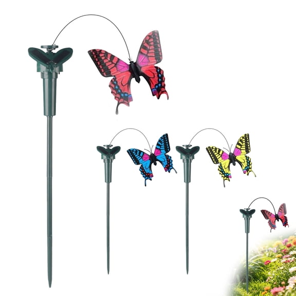 Outdoor Solar Fluttering Butterfly Garden Decor Flying Insect Ornament for Yard Walkway Patio Lawn Random Color Landscape （1PC）