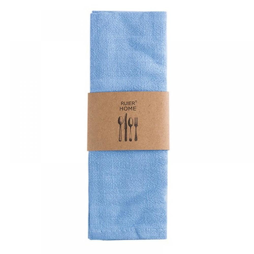 100% Natural Cotton Dish Towels Super Absorbent Clean Cloth Comfortable Durable Towel Classic Solid Kitchen Towels Blue, 32 x 72 cm 