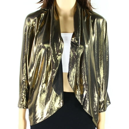 MSK NEW Gold Womens Size Large L Open-Front Metallic Shrug