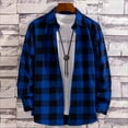 thumbnail image 2 of Mens Plaid Shirt Slim Fit Long Sleeve Shirt Button Turn Down Collar Casual Youth Style Shirt Dark Blue XL, 2 of 7