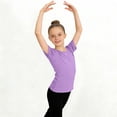 thumbnail image 2 of Girls Slim Fit Dance Top 100% Cotton Short Sleeve Round Neck Activewear Athletic Shirt for Kids Kids to Teen Purple,Size 3-4 T, 2 of 6