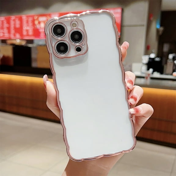 SaniMore for iPhone 13 Pro Max 6.7" 2021 Case, Soft Shockproof TPU Backplane Electroplating Bumper Clear Anti-yellow Anti-drop Luxury Stylish Lens All-inclusive Cover For iPhone 13 Pro Max, Pink