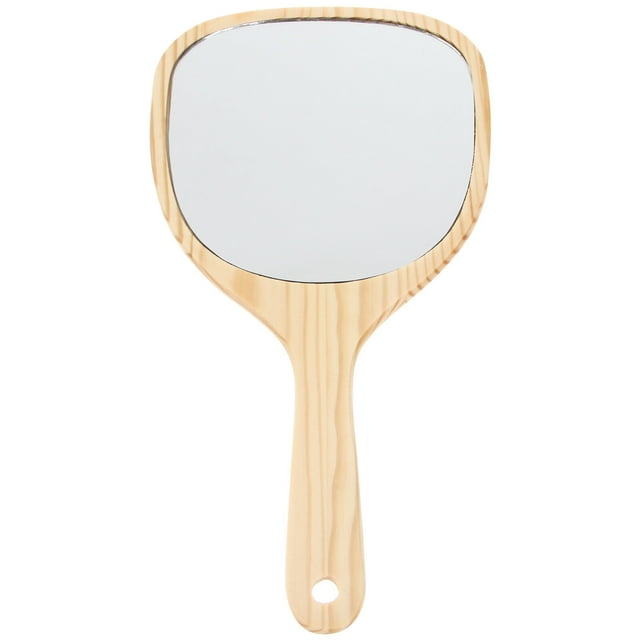 1 Pce Miroir Rétro en Bois avec Poignée Miroir Cosmétique Miroir de Maquillage à Main pour Femmes Filles