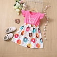 thumbnail image 2 of IROINNID Toddler Girl Ruffle Dress Flying Sleeve Round Neckline Summer Clothes 18-24M, 2 of 7