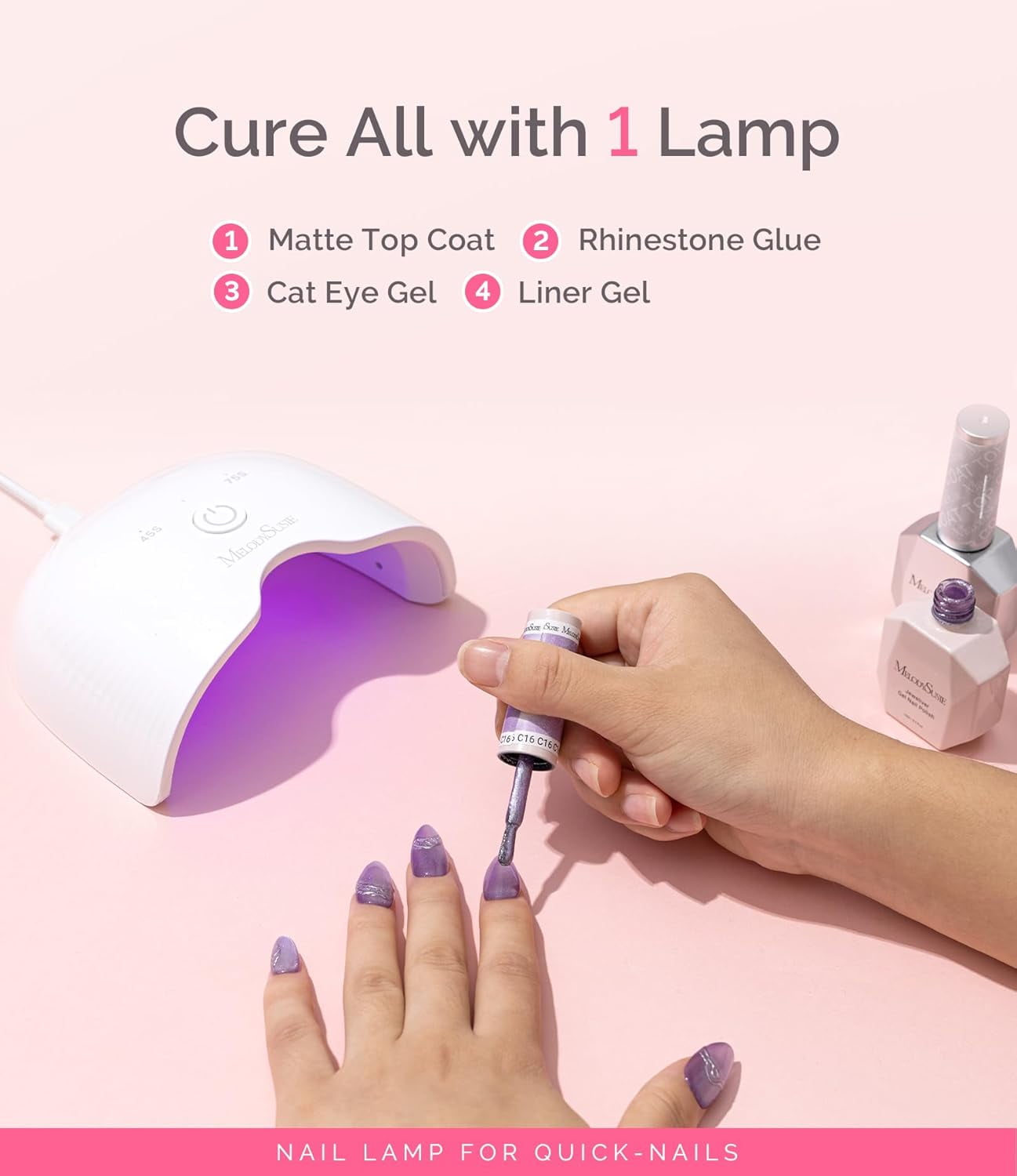 MelodySusie Pocket-Sized LED UV Nail Lamp, 6W for Soft Gels, Semi