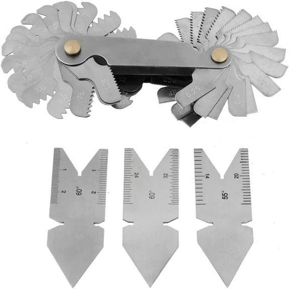 Thread Gauge, Light Point Gauge, Screw Cutting Tool Stainless Steel Fishtail Gauge for Gauge Screw Point (1set (4pcs))