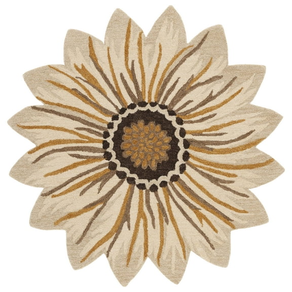 SAFAVIEH Novelty Fabiana Floral Area Rug, Gold/Beige, 5' x 5' Round