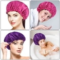 thumbnail image 6 of BEIPEGIN 4 Pack Double Layer Waterproof Silk Bonnet, Adjustable Satin Hair Night Caps, Head Wraps for Women Sleeping Shower Long Hair, Curly Hair, 6 of 9