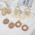 thumbnail image 2 of AIDSOTOU - Pendientes de ratán para mujer, ligeros, geométricos, con diseño llamativo, hechos a mano, de paja trenzada de mimbre, con forma de lágrima, 4 pares, 2 of 3