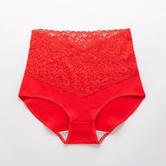 Ropa interior de cintura alta con escote en V para mujer, de algodón, antibacteriana, con encaje en la entrepierna, tentación caliente, bragas para el vientre para niñas