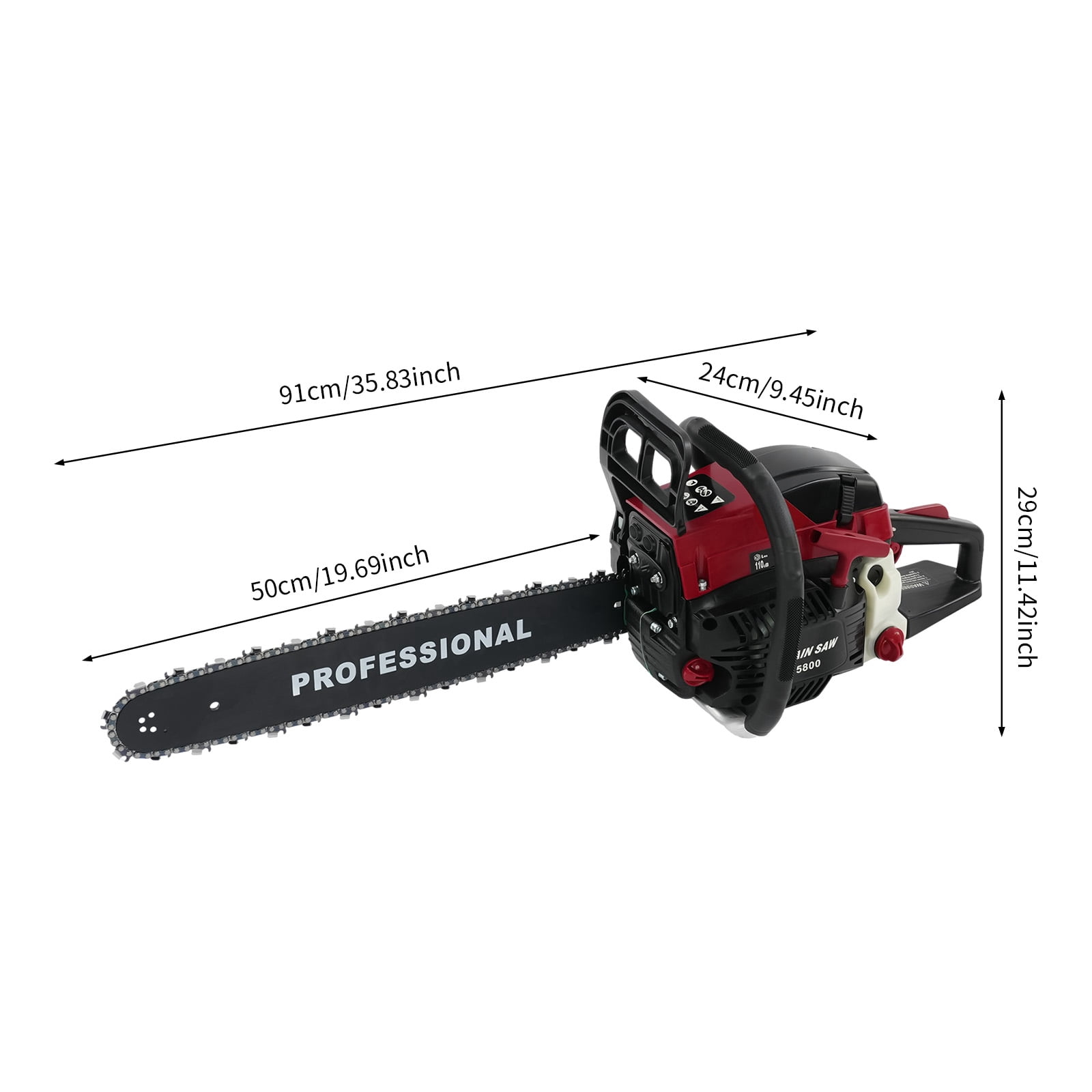 58cc 20" 2-Cycle Gasoline Powered Gas Chainsaw