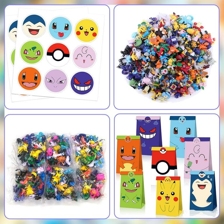 54Pcs Pokemon Party Favors Candy Gift Bag Sticker Mini Figures Hot Kids  Birthday Party Supplies Decorations Halloween Christmas Goodie Bag Stuffers  for Fans and Kids 
