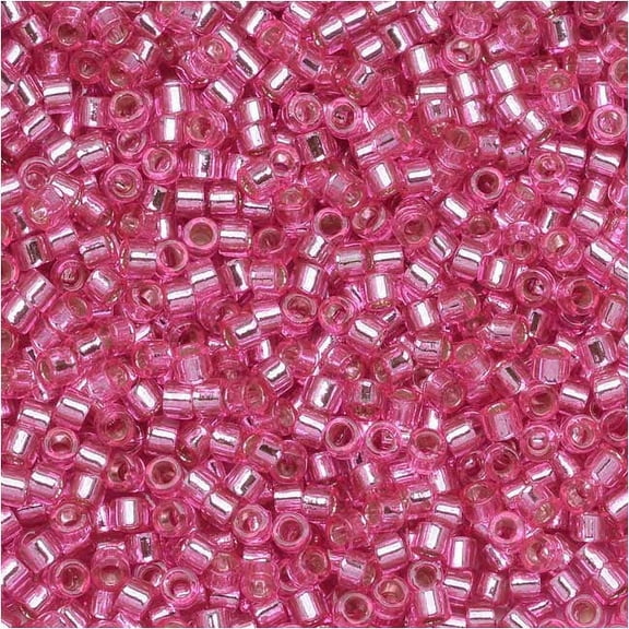 Miyuki Delica Seed Beads 11/0 - Silver Lined Dark Pink Dyed DB1338 7.2 Grams
