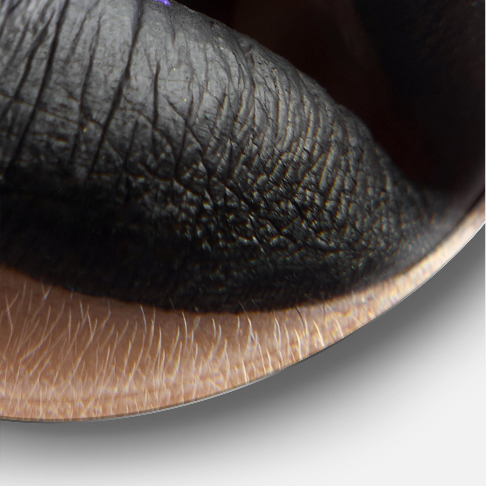 Designart 'Woman Lips With Black Lipstick & Purple Paint' Modern Circle Metal Wall Art 29x29 - Disc of 29