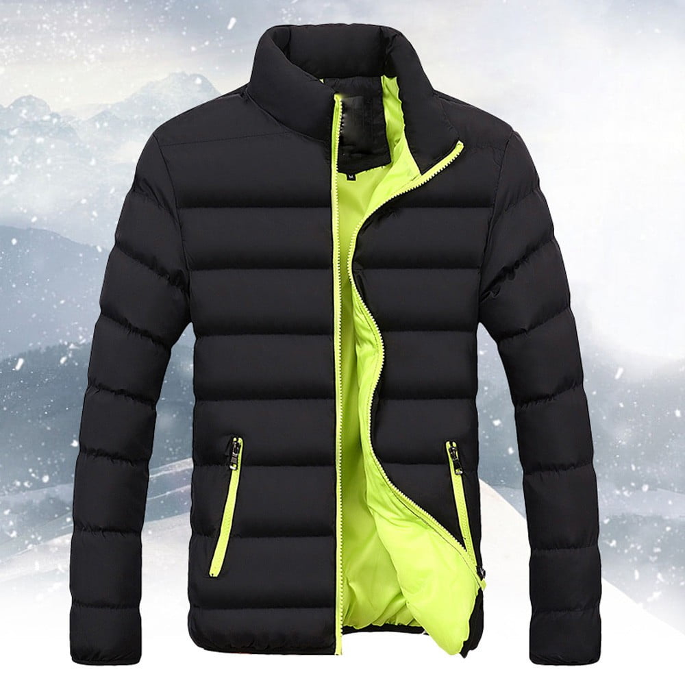 Fankiway Men Winter Warm Slim Fit Thick Bubble Coat Casual Jacket Outerwear Green