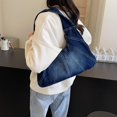 thumbnail image 3 of SPEKSEE Vintage Washed Denim Hobo Shoulder Bag for Women, Stitched Spliced Denim Dumpling Hobo Bag, Zip Top Casual Underarm Handbag, Large Capacity Daily Fashion Tote Purse, 3 of 8