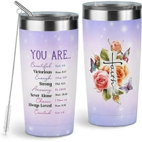 Christian Gifts For Women Tumbler Birthday Gift For Women Christian Coffee Tumbler Religious Gifts For Women Purple Butterfly Gifts For Girl Mom Principal Gifts 20oz Insulated Travel Tumbler
