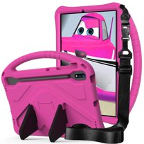 Kids Case for Samsung Galaxy Tab S9 FE Plus, Galaxy Tab S9 FE /S9 Plus/S8 Plus/S7 Plus/S7 FE 12.4 Inch Case, Dteck EVA Handle Grip Stand Shockproof Case with Carrying Strap/S Pen Holder,Rose