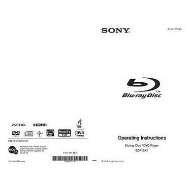 Instruction Manual ONLY for Sony BDP-BX1 Blu-ray Player Owners Manual REPRINT