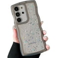 thumbnail image 3 of for Galaxy S20+ Plus 5G Case 6.7",Curly Wavy Anti-Slip Grip Design Transparent Bling Glitter Star Shiny Case Cute Clear Sparkly Bumper Protection Soft Phone Cover Case for Women Girls,Black, 3 of 14