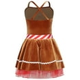 thumbnail image 5 of TiaoBug Girls Christmas Gingerbread Cookie Dress-up Velvet X Back Tutu Dance Dress Brown 8, 5 of 6