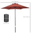 thumbnail image 3 of Outsunny Parasol de Patio 6,6 Pi, Parasol Extérieur avec 6 Baleines, Rouge Vin, 3 of 10
