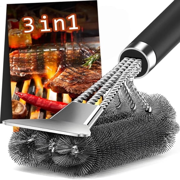 Grill Brush and Scraper Bristle Free β Safe BBQ Brush for Grill β 16.14 '' Stainless Grill Grate Cleaner - Safe Grill Accessories for Porcelain/Weber Gas/Charcoal Grill