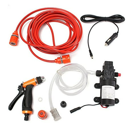 Car Wash Electric Portable 12V 80W Portable Car Washer Device Electric Powerful MAX 130 PSI Water Pump High Pressure Wash Gun with Car Charger Ideal for Auto, Marine, Pet, Window, Gardening and Camping ()