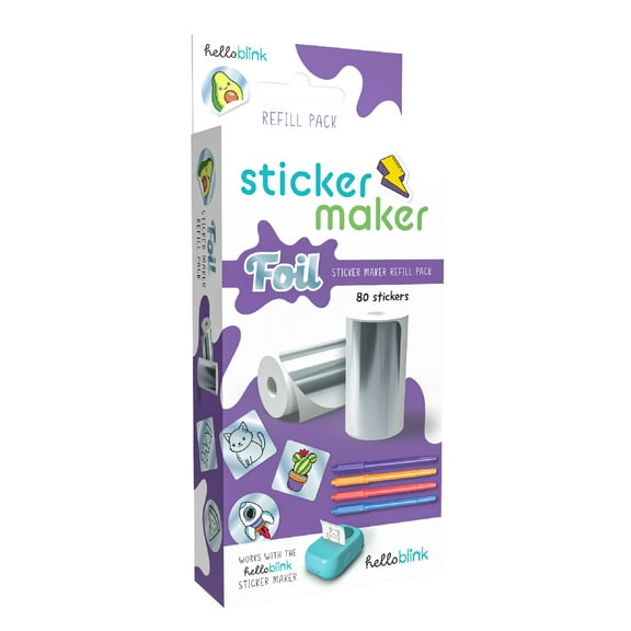 Hello Blink Sticker Maker Refill Pack with 80 Foil Stickers for Children Ages 8 