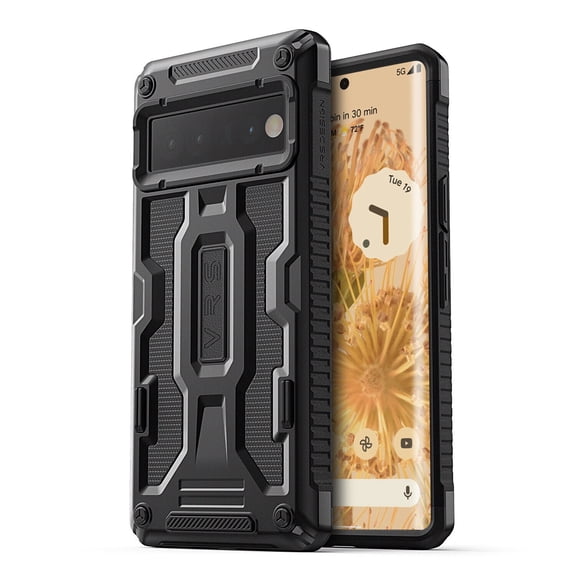 VRS Design Phone Case for Google Pixel 6, [Terra Guard] Sturdy Dual Guard with Raised Edges Camera Protection (Black)