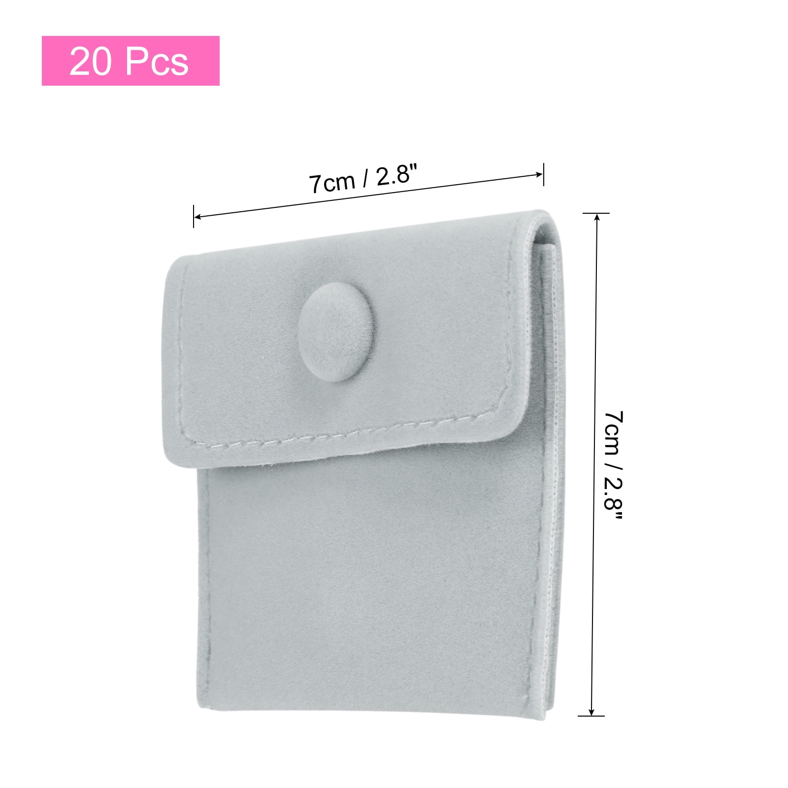 Unique Bargains Velvet Jewelry Pouches with Snap Button Jewelry Storage Bags 20Pcs Gray