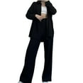 thumbnail image 2 of Wycnly Womens 2 Piece Outfits Button Long Sleeve Shirts and Wide Leg Pants Lounge Sets Fall Winter Casual Solid Loose Loungewear under $5, 2 of 6