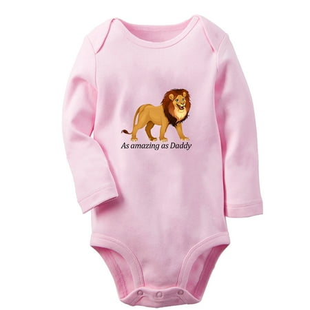 

iDzn® As Amazing As Daddy Funny Rompers Newborn Baby Unisex Bodysuits Infant Animal Lion Graphic Jumpsuits Toddler Kids Long Sleeve Oufits (Pink 6-12 Months)